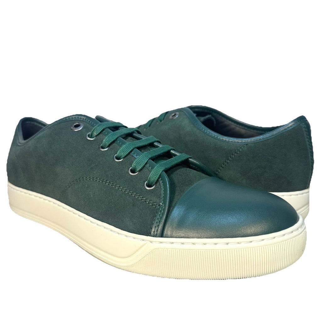 LANVIN Mens DDB1 Cap Toe Suede Leather Low Top Sneakers Ranger Green (MSRP $590)