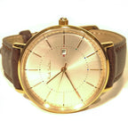 PAUL SMITH Mens Leather Strap Stainless Date Watch Brown Bronze 38mm (MSRP $325)