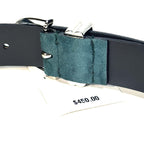 KHAITE Womens Bambi Suede Leather Silver Buckle Skinny Belt Green (MSRP $450)