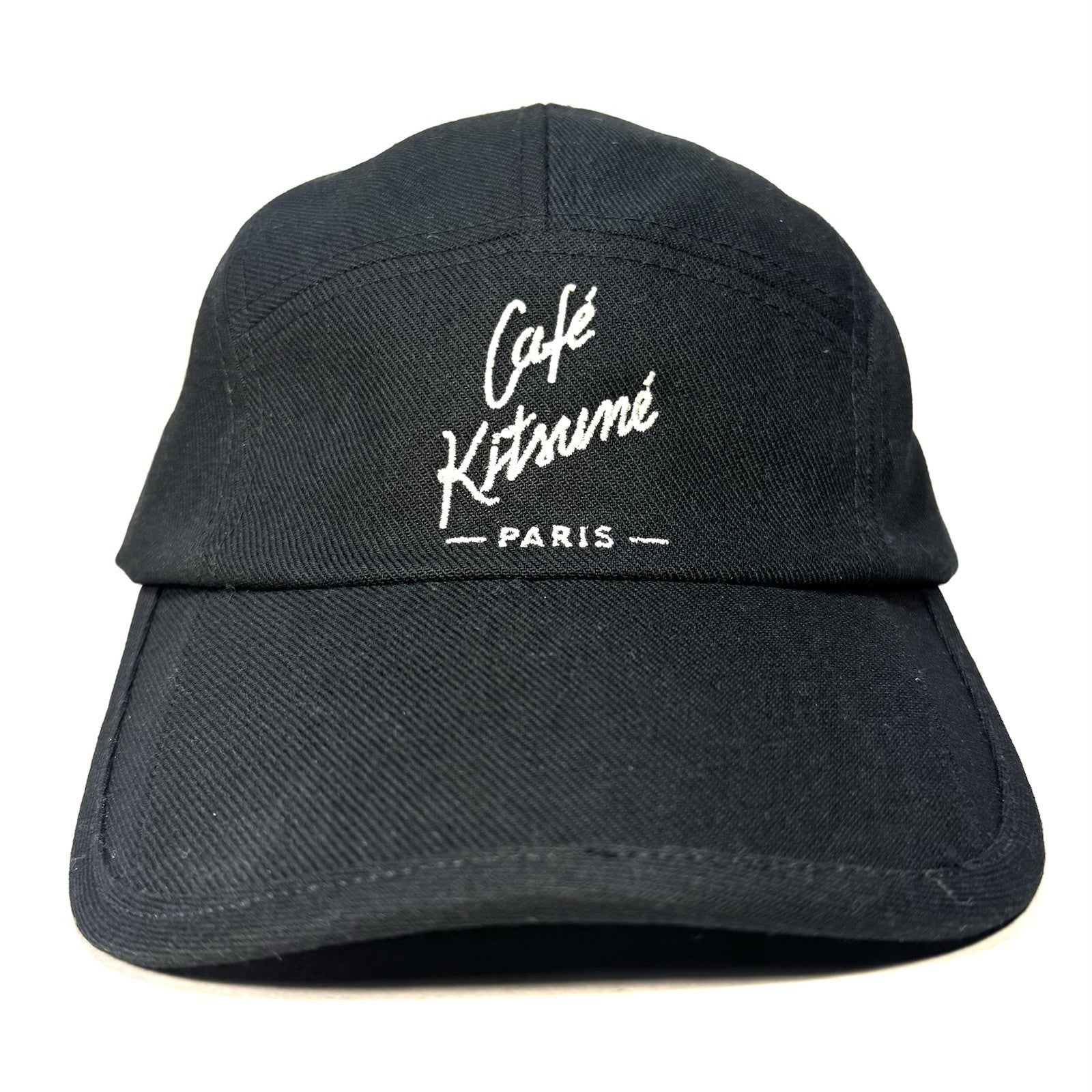 CAFE KITSUNE Unisex Logo Embroidered 5 Panel Cap Hat Black (MSRP $120)