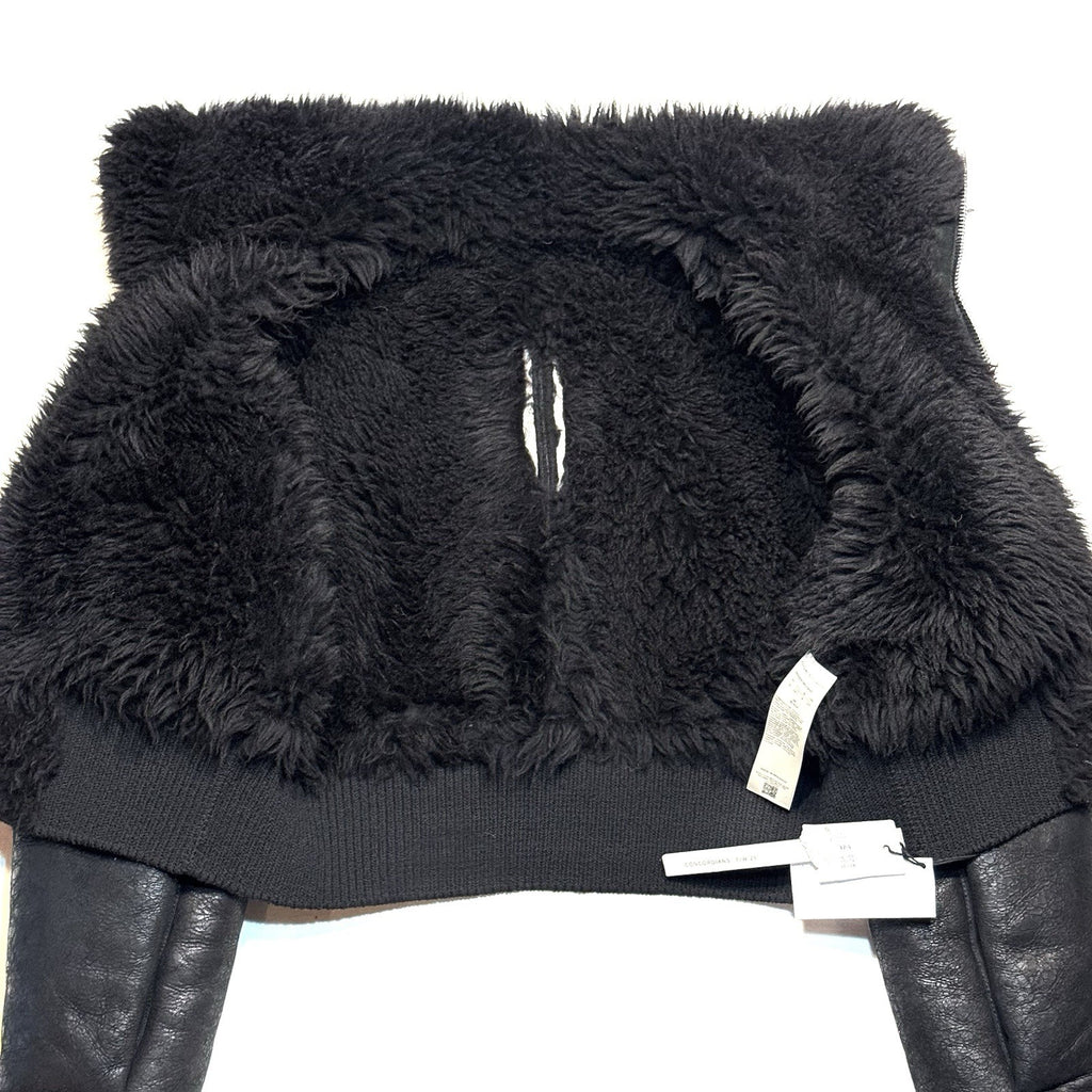 RICK OWENS Womens Concordians Leather Shearling Fur Jacket Black 40 -MSRP $3,863