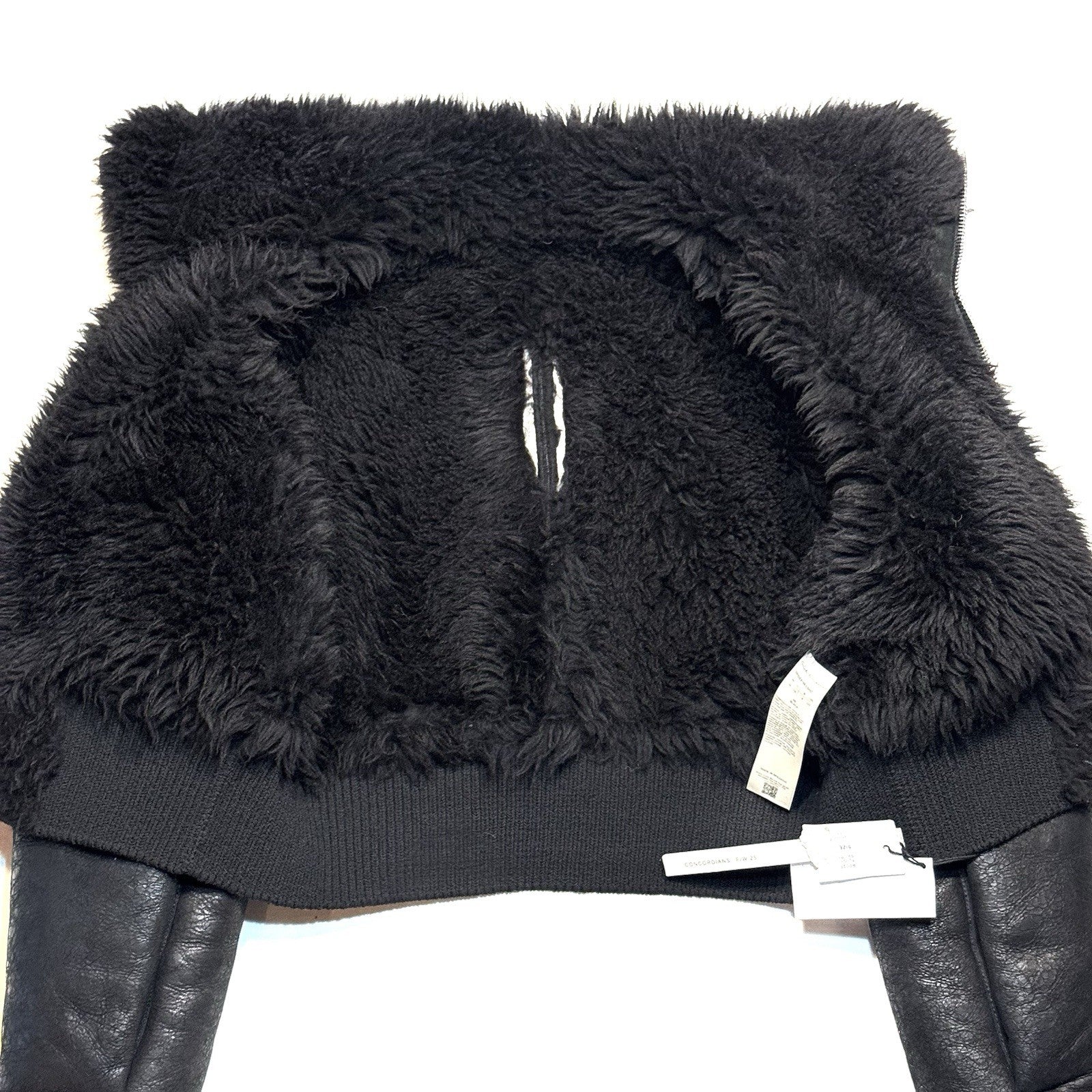 RICK OWENS Womens Concordians Leather Shearling Fur Jacket Black 40 -MSRP $3,863