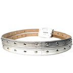 ALEXANDER MCQUEEN Womens Leather Thin Studded Double Belt Silver (MSRP $1,390)