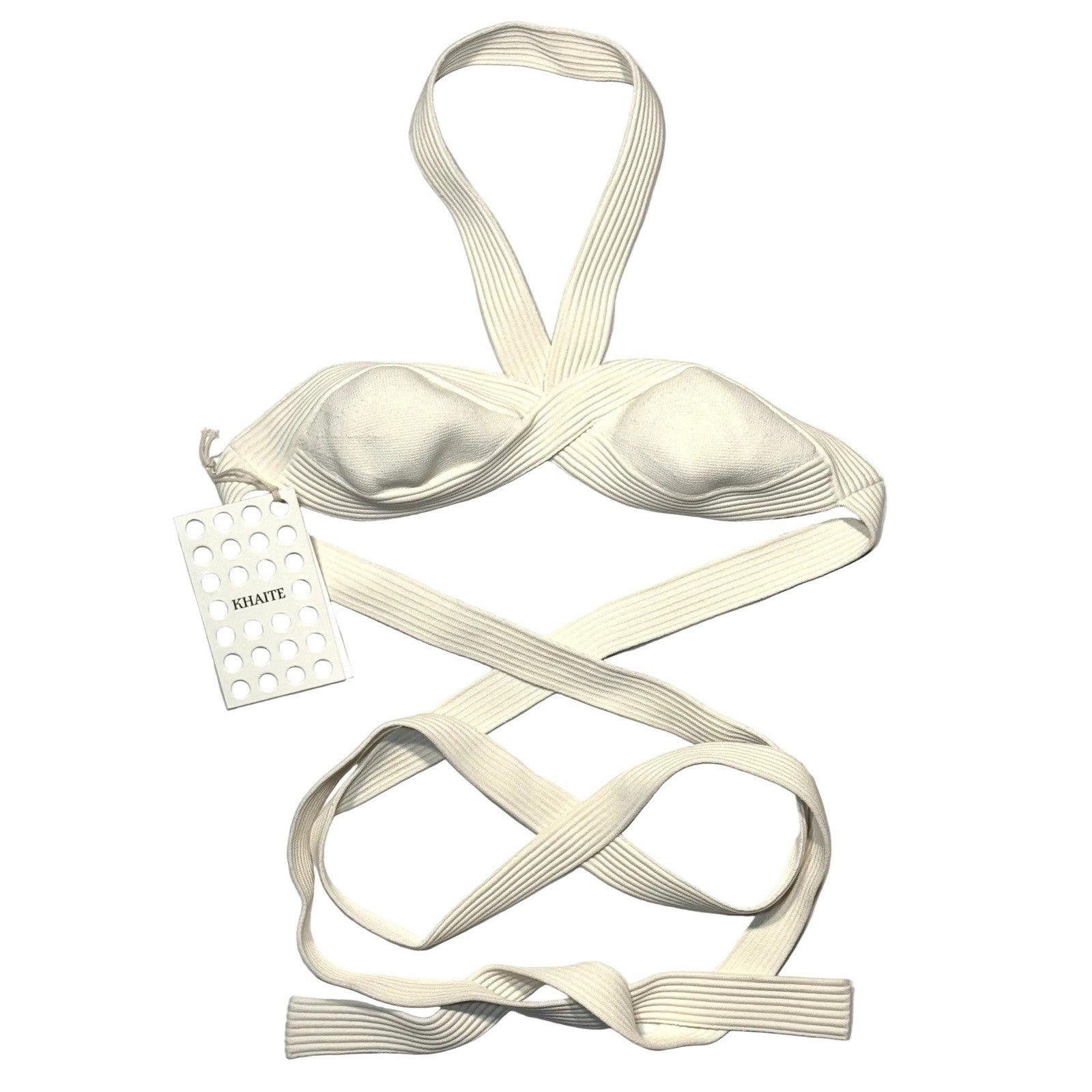KHAITE Womens Rooke Halterneck Strappy Bralette Top Ivory S (MSRP $1,080)