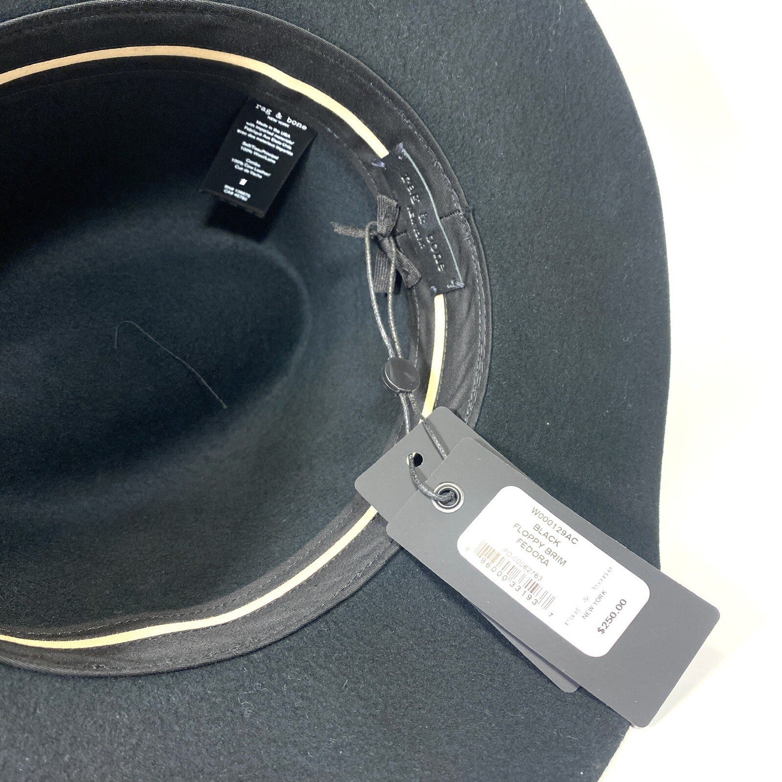 RAG & BONE Womens Wool Felt Floppy Brim Fedora Hat USA Made Black (MSRP $250)