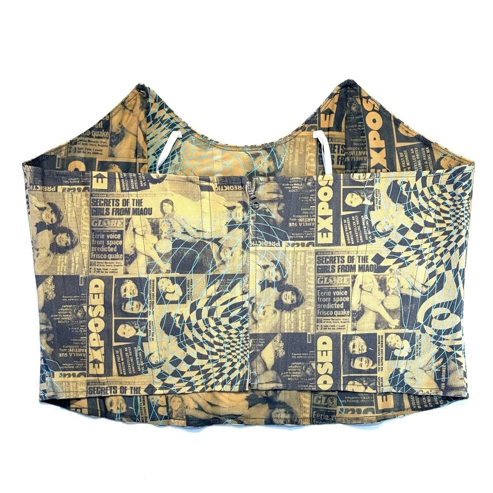 MIAOU Leia Corset Wanted Vintage Newsprint Print Top (MSRP $225)