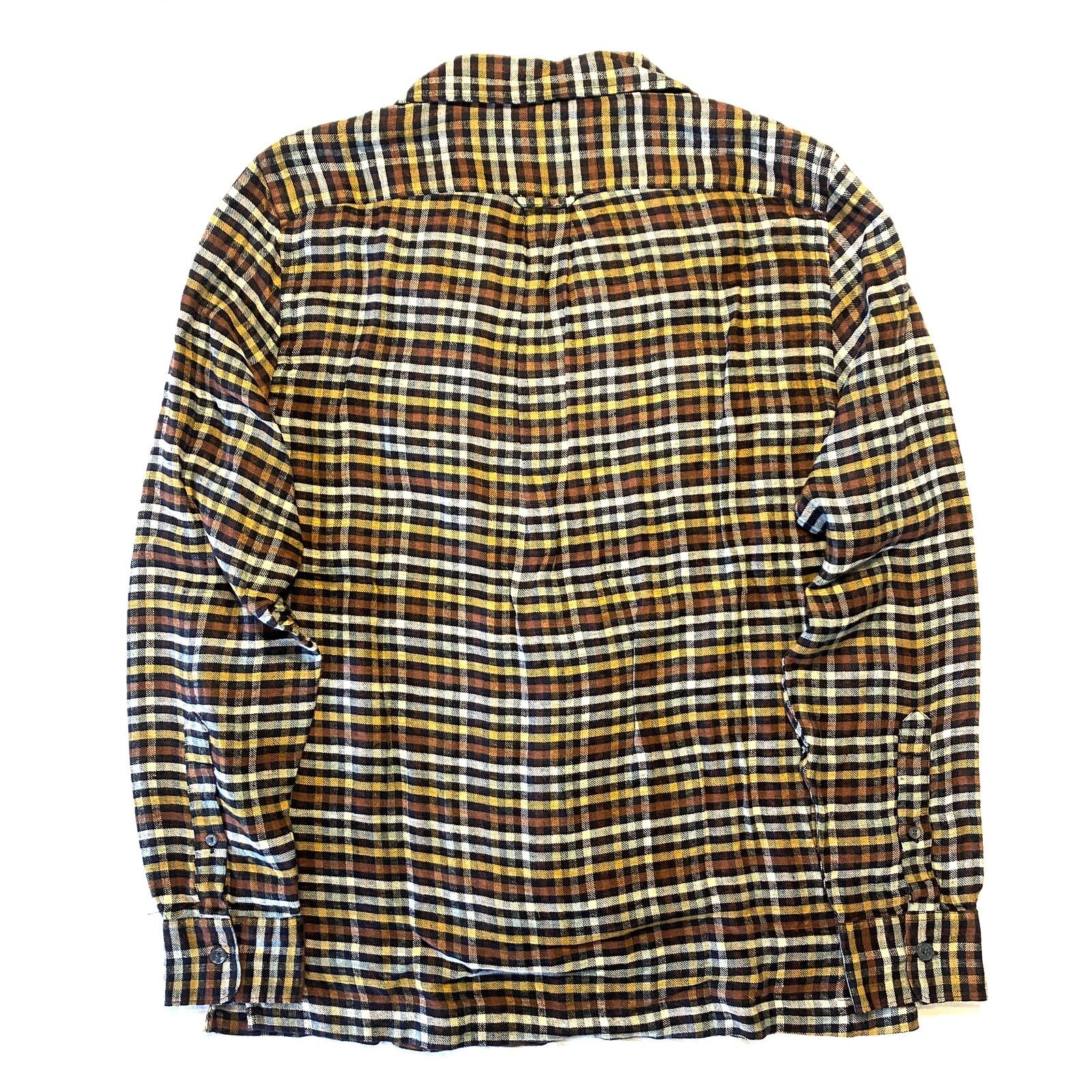 TODD SNYDER Mens Multi Gingham Flannel Two Pocket Camp Shirt Brown (MSRP $228)