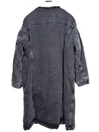 R13 Womens Lyle Denim Sherpa Long Trucker Parka Coat Stone Black L (MSRP $845)