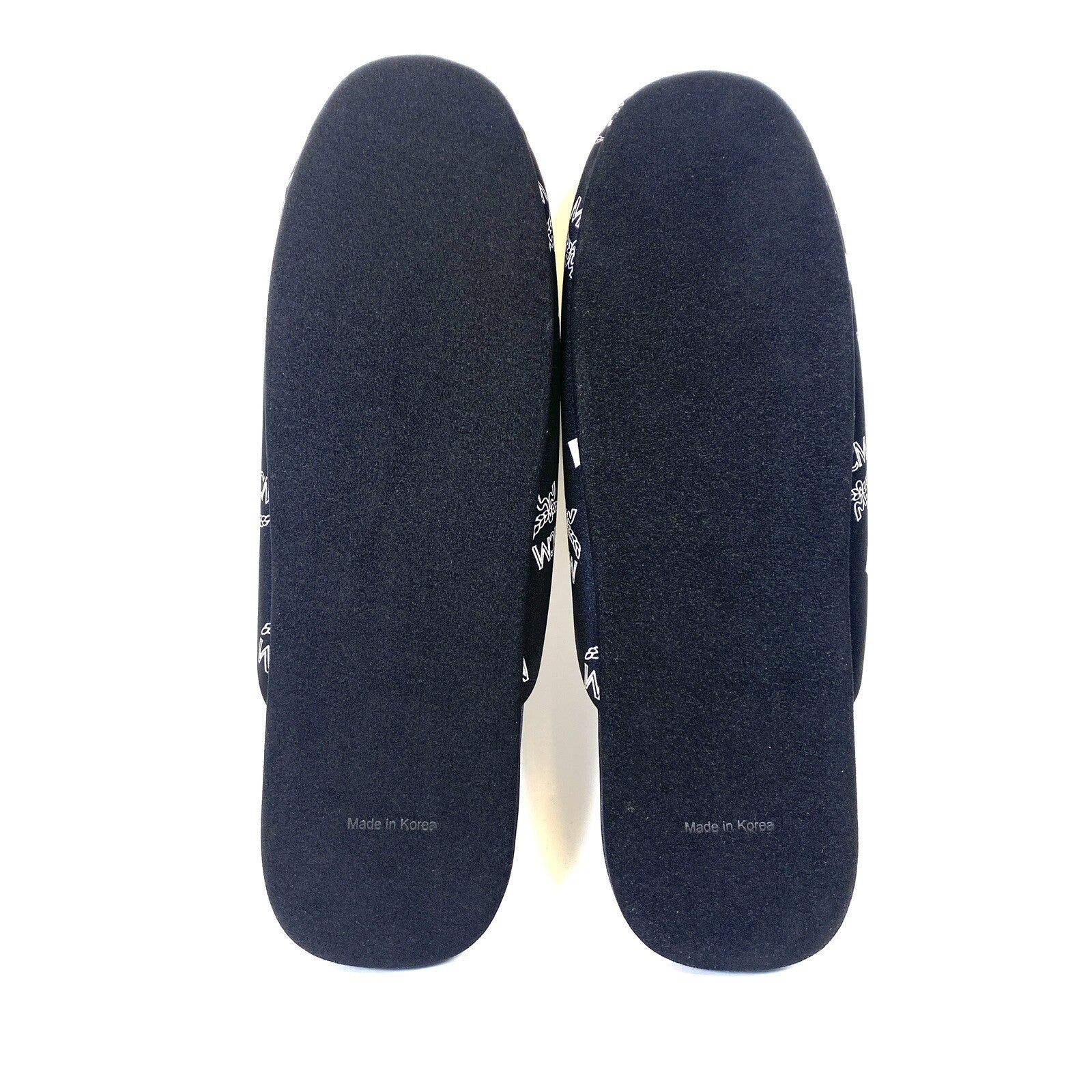MCM Unisex Visetos Logo Silk Room Slippers Black (MSRP $260)