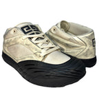 GIVENCHY Mens Mid Top Leather Canvas Distressed Skate Sneakers White (MSRP $975)