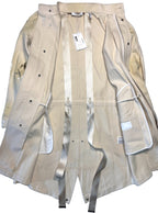 HELMUT LANG Unisex Painted Canvas Zip Parka Coat Ecru Ivory (MSRP $1,195)