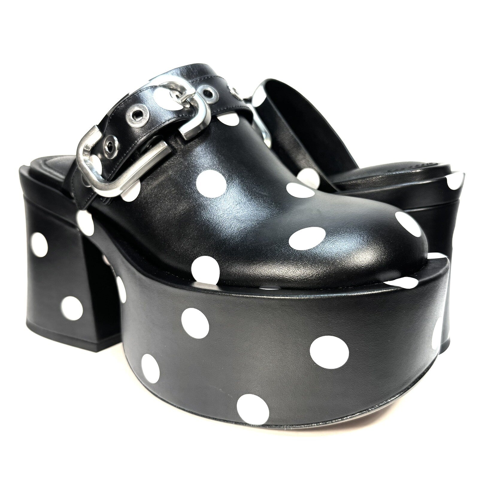 MARC JACOBS Womens The Polka Dot Kiki Platform Clog Shoes Black 10 (MSRP $495)