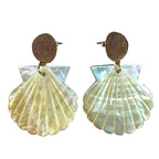 REBECCA DE RAVENEL Ariel Mother Of Pearl Shell Post Earrings Brown (MSRP $250)