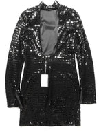 HELMUT LANG Piano Sequins Long Sleeve Open Back Mini Dress Black 0 (MSRP $690)