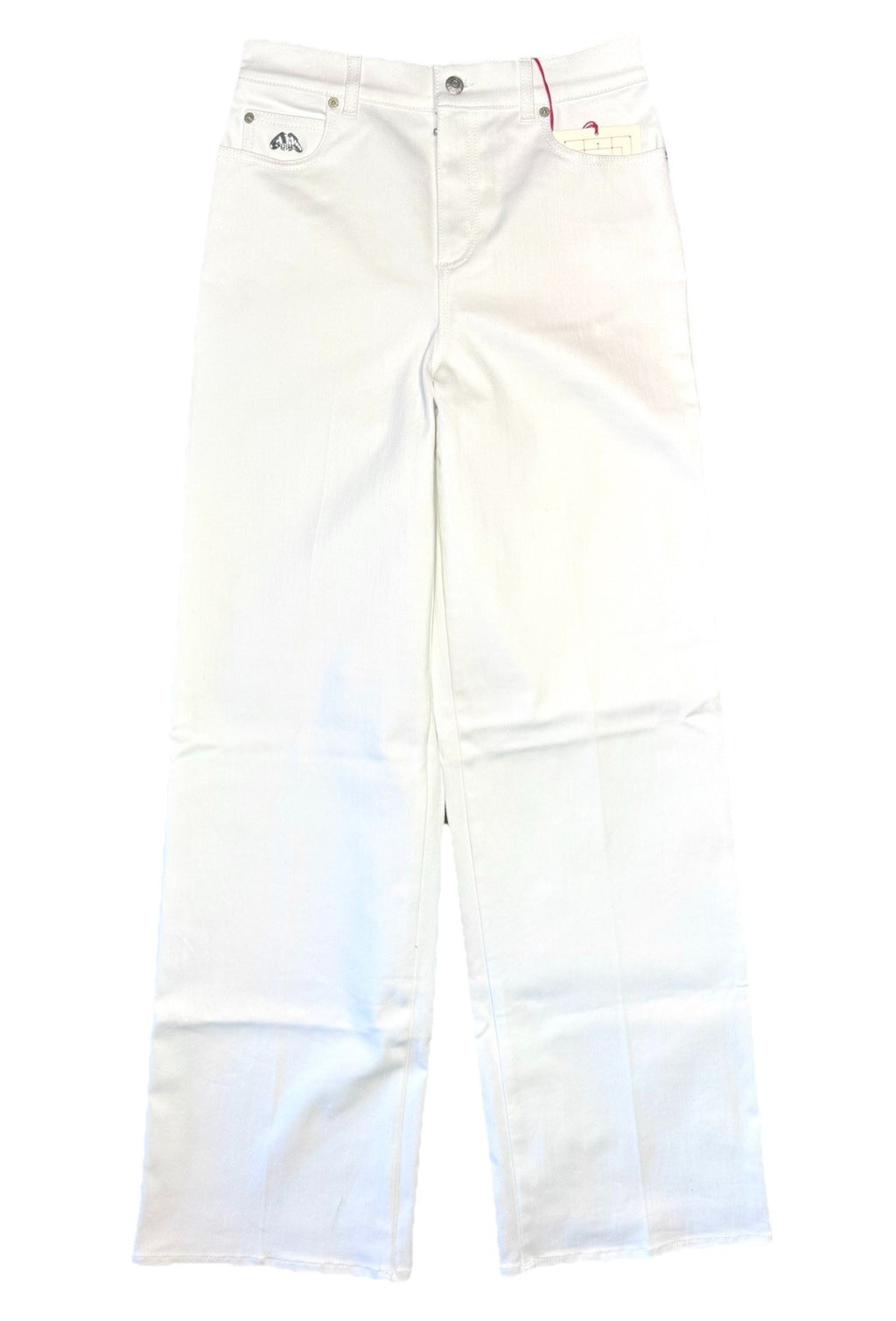 ALEXANDER MCQUEEN Womens Wide Leg Stonewash Denim Jeans White (MSRP $1,090)