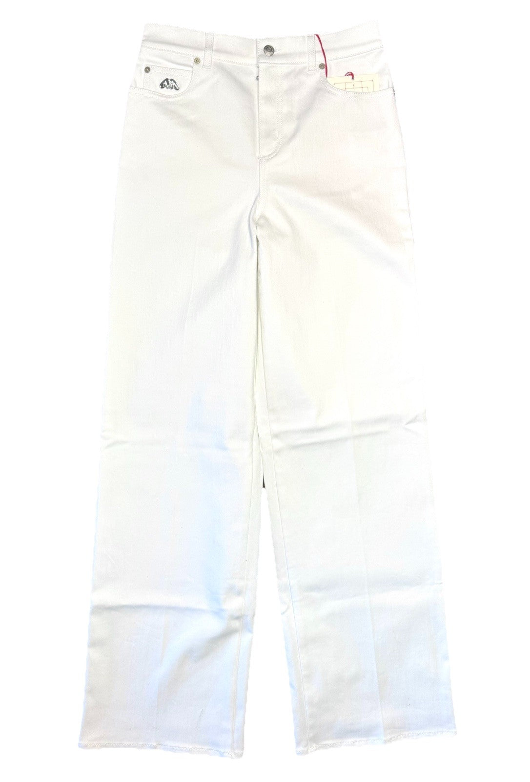ALEXANDER MCQUEEN Womens Wide Leg Stonewash Denim Jeans White (MSRP $1,090)