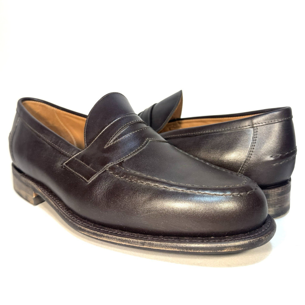 SANDERS x TODD SNYDER Mens Clive Leather Penny Loafers Dark Brown (MSRP $578)