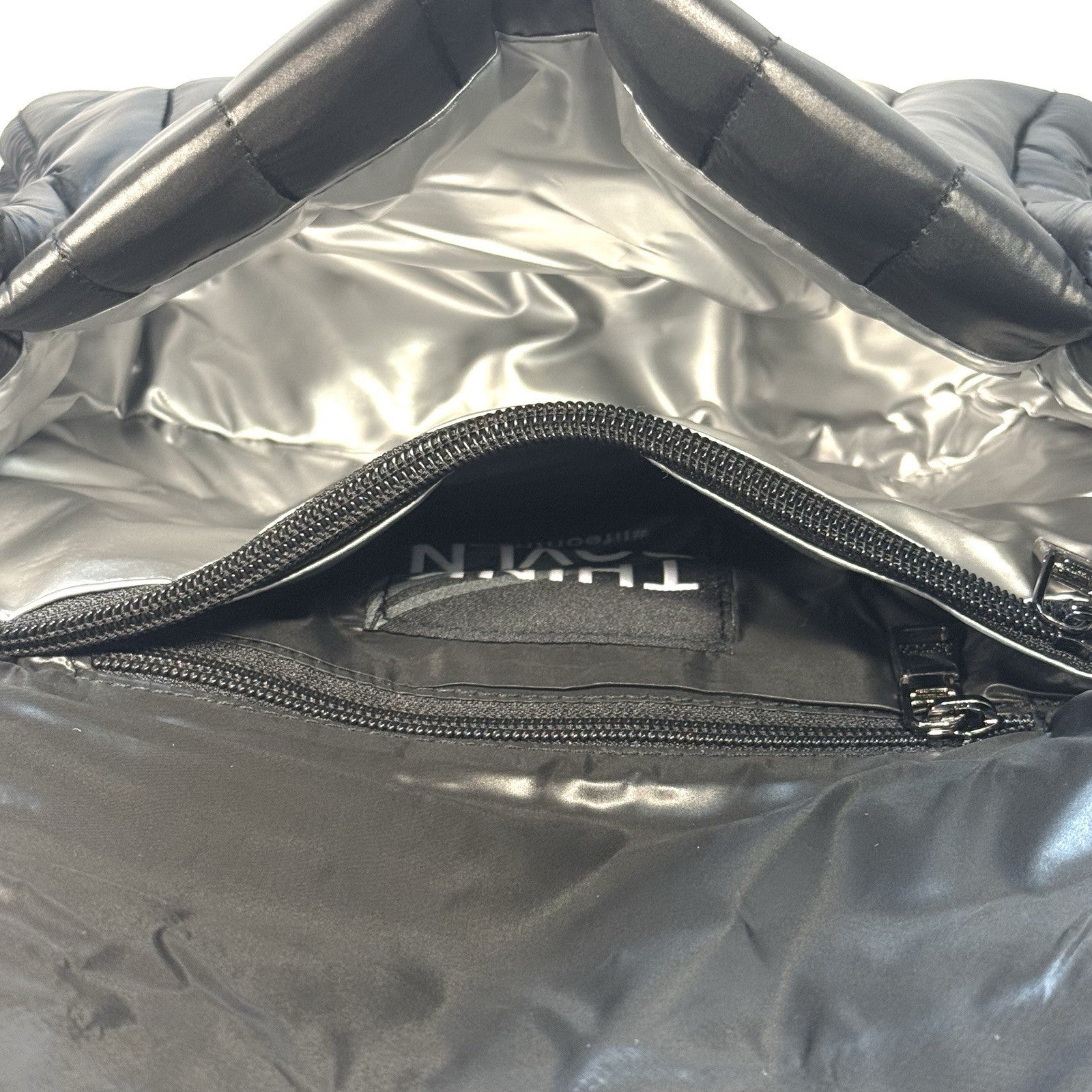 THINK ROYLN Bar Quilted Shoulder Crossbody Bag Shiny Black (MSRP $168)