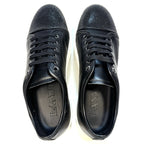 LANVIN Mens DDB1 Basket Cap Toe Leather Low Top Sneakers Black (MSRP $590)