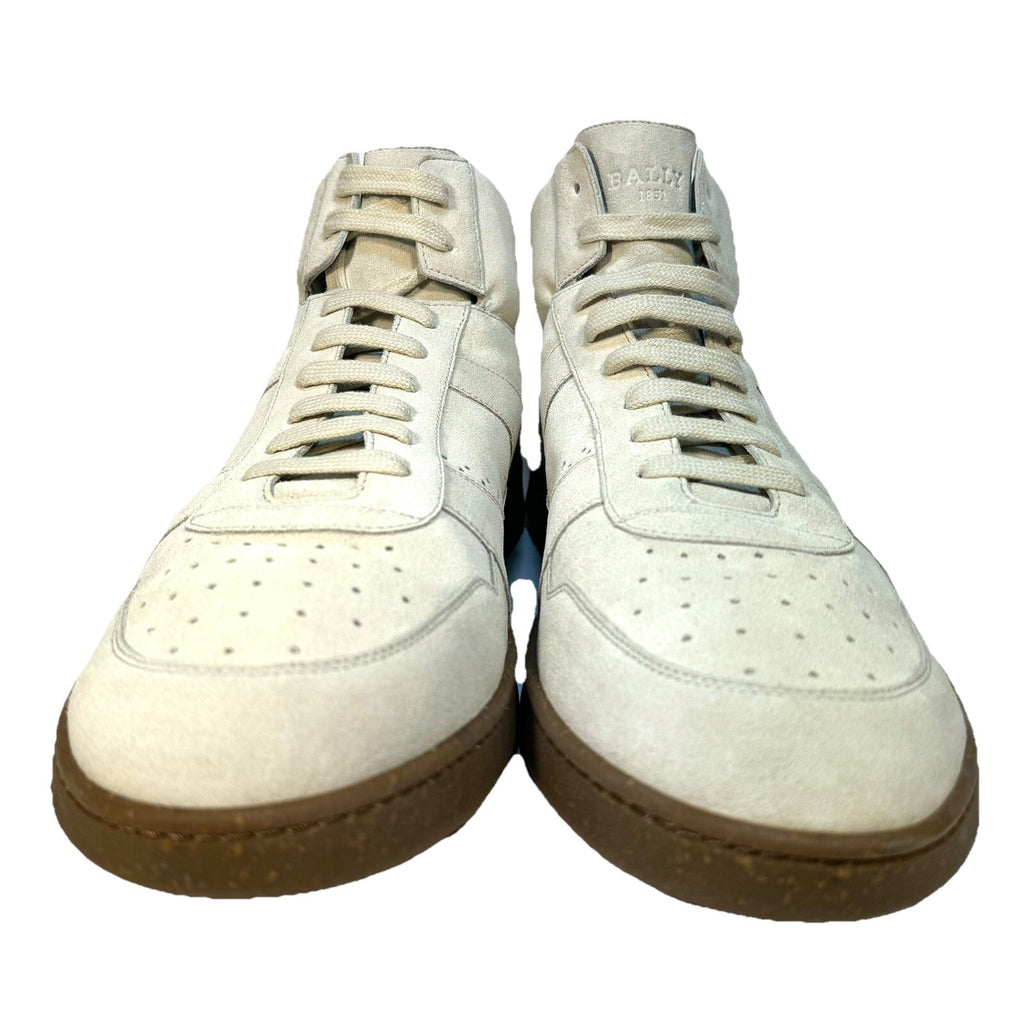 BALLY Mens Wiggles Suede Leather Mid Top Sneakers Dusty White 14 (MSRP $770)