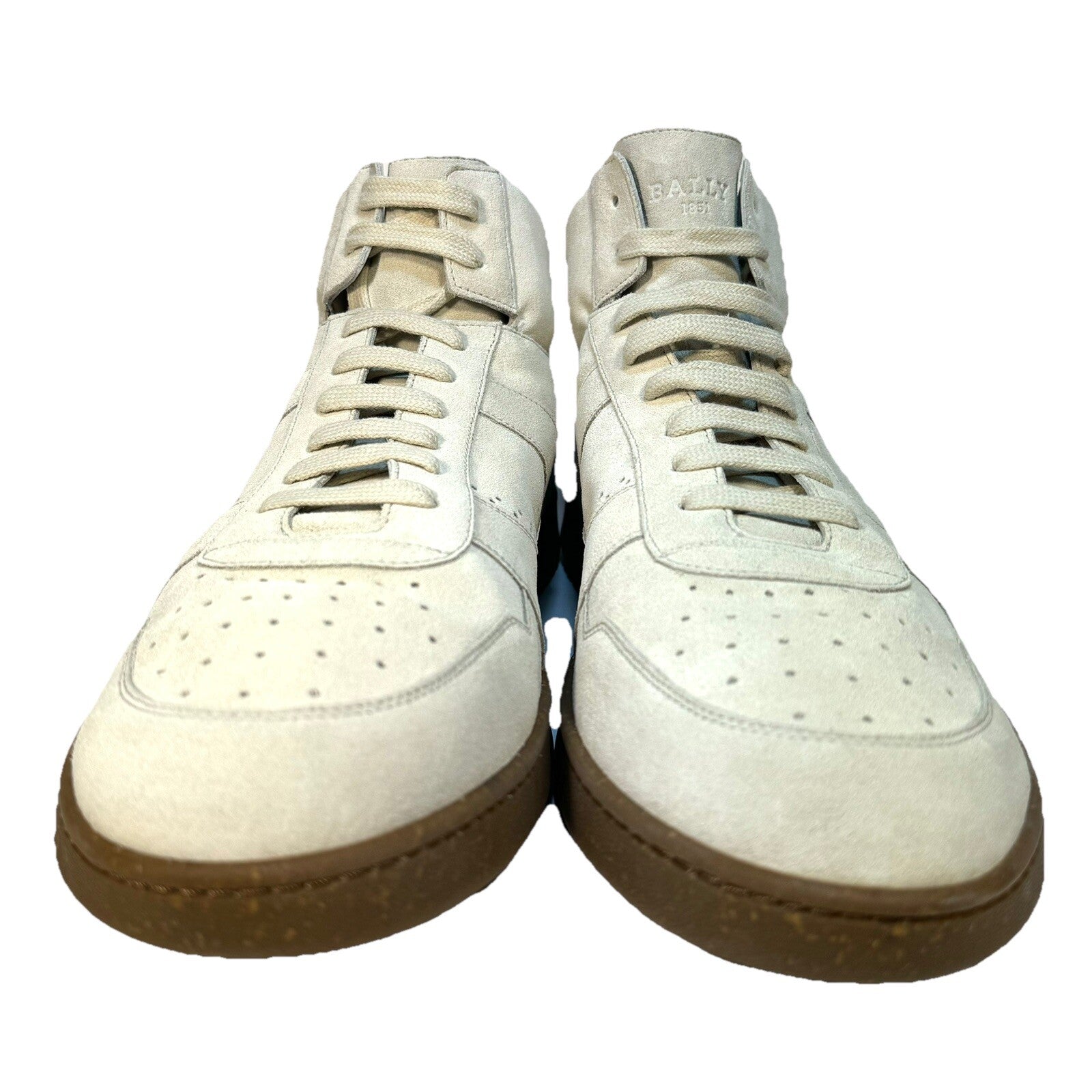BALLY Mens Wiggles Suede Leather Mid Top Sneakers Dusty White 14 (MSRP $770)