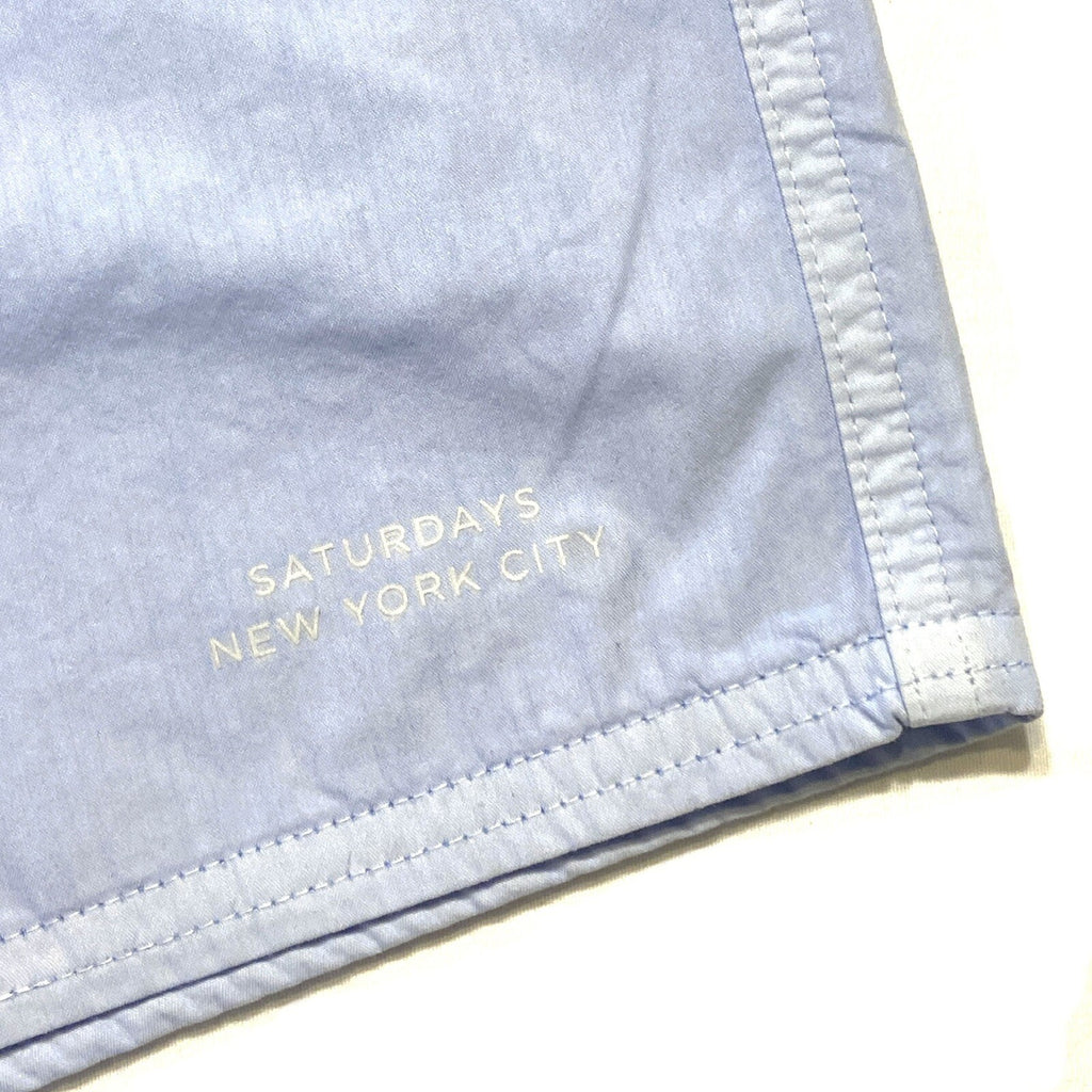 SATURDAYS NYC Mens Danny Garment Dyed Board Shorts Swim Trunks Moonstone Blue S