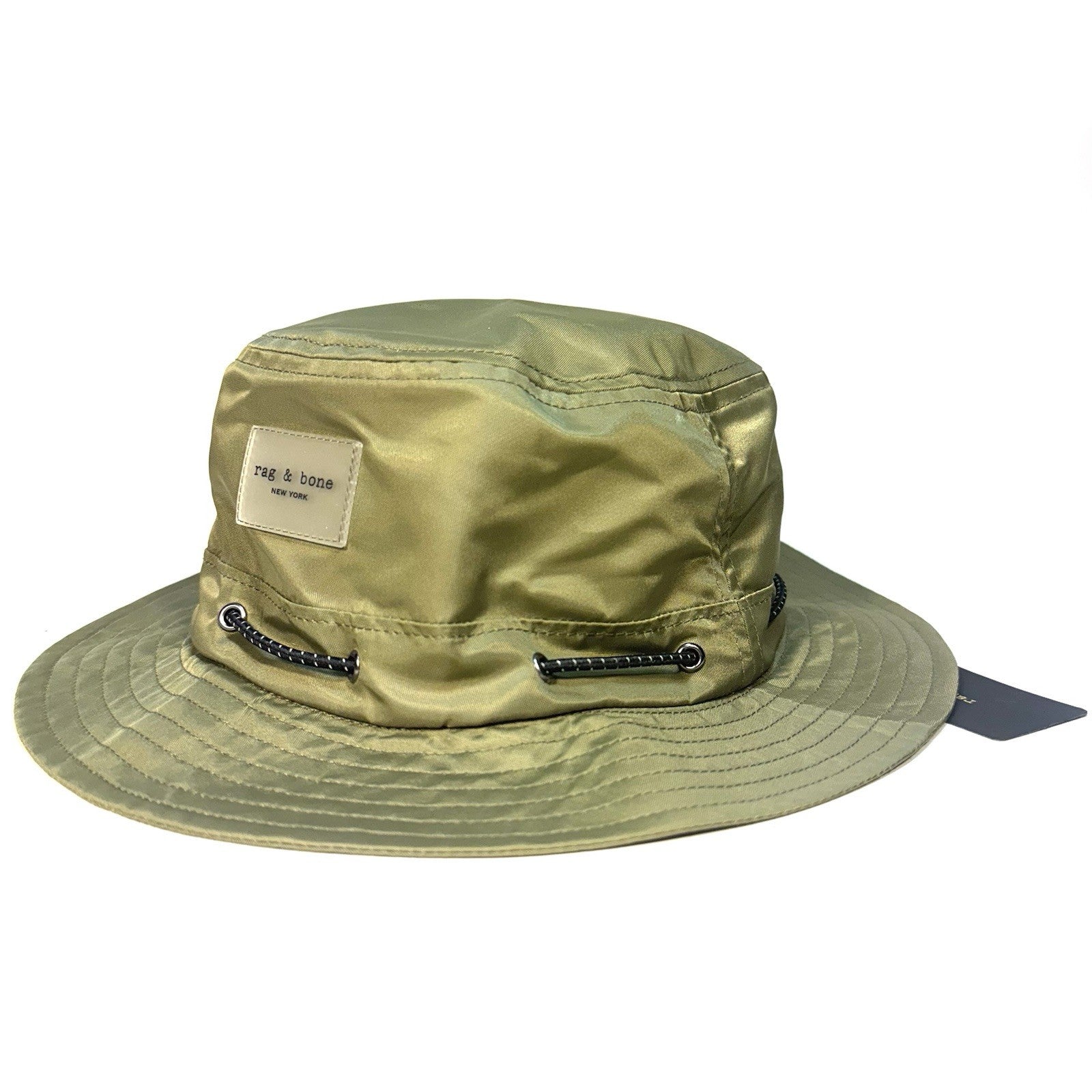 RAG & BONE Mens Industry Nylon Logo Bucket Hat Olive Green M (MSRP $165)