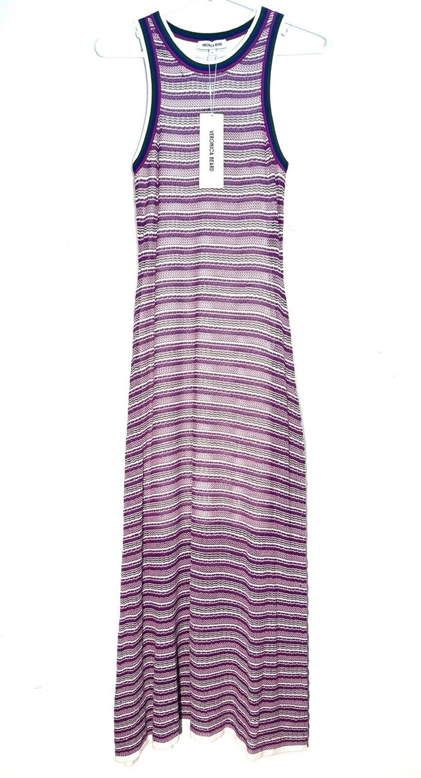 VERONICA BEARD Sivan Stripe Knit Sleeveless Sweater Dress Purple (MSRP $428)