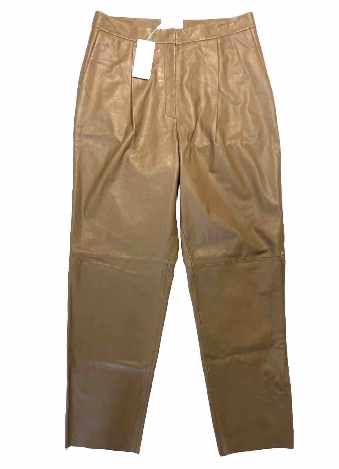 HUGO BOSS Runway Edition Womens Leather Wide Leg Pants Brown 12 (MSRP $895)