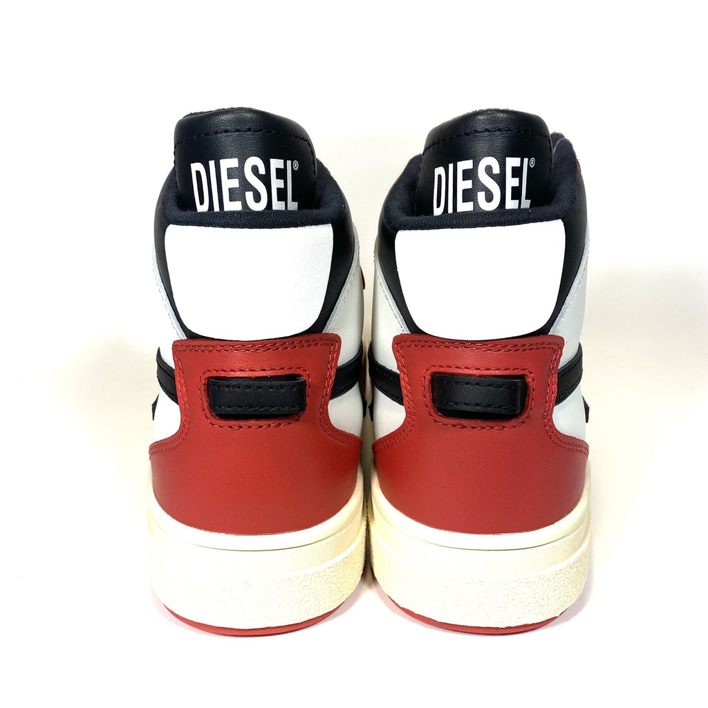 DIESEL Mens Ukiyo Mid Top Leather Sneakers Mars Red (MSRP $250)