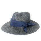 RAG & BONE Womens Packable Straw Fedora Bandana Hat Black (MSRP $225)