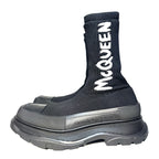 ALEXANDER MCQUEEN Mens Tread Slick Logo Knit Sock Sneaker Boots Black -MSRP $990