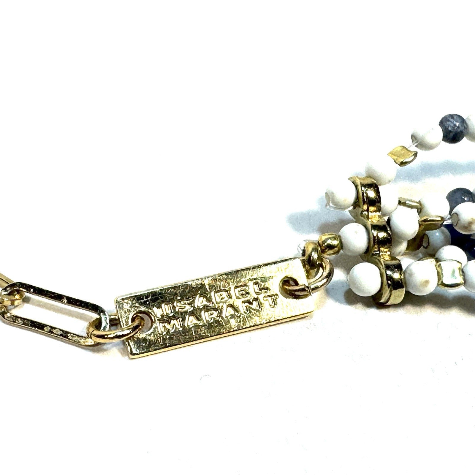 ISABEL MARANT Womens Beaded Choker Necklace Gold White