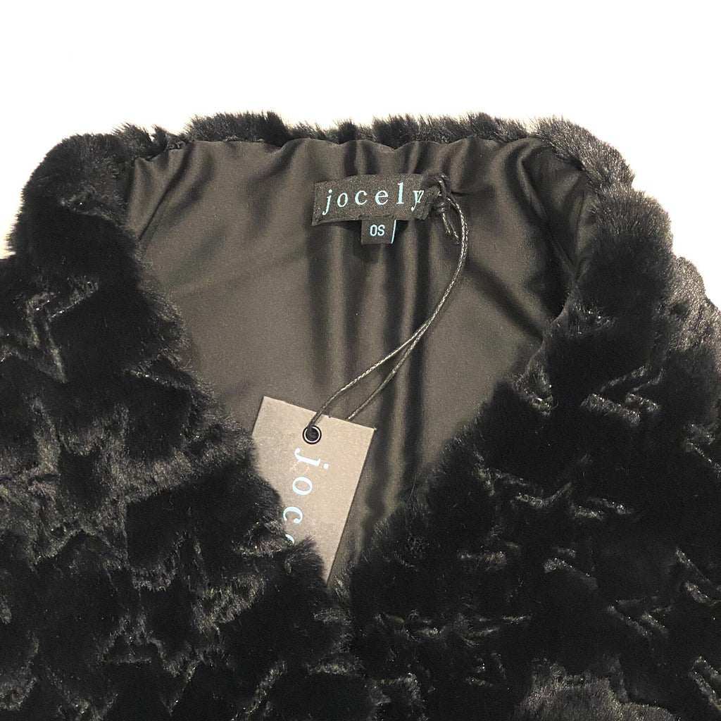 JOCELYN Womens Faux Fur Stars Long Scarf Black (MSRP $125)