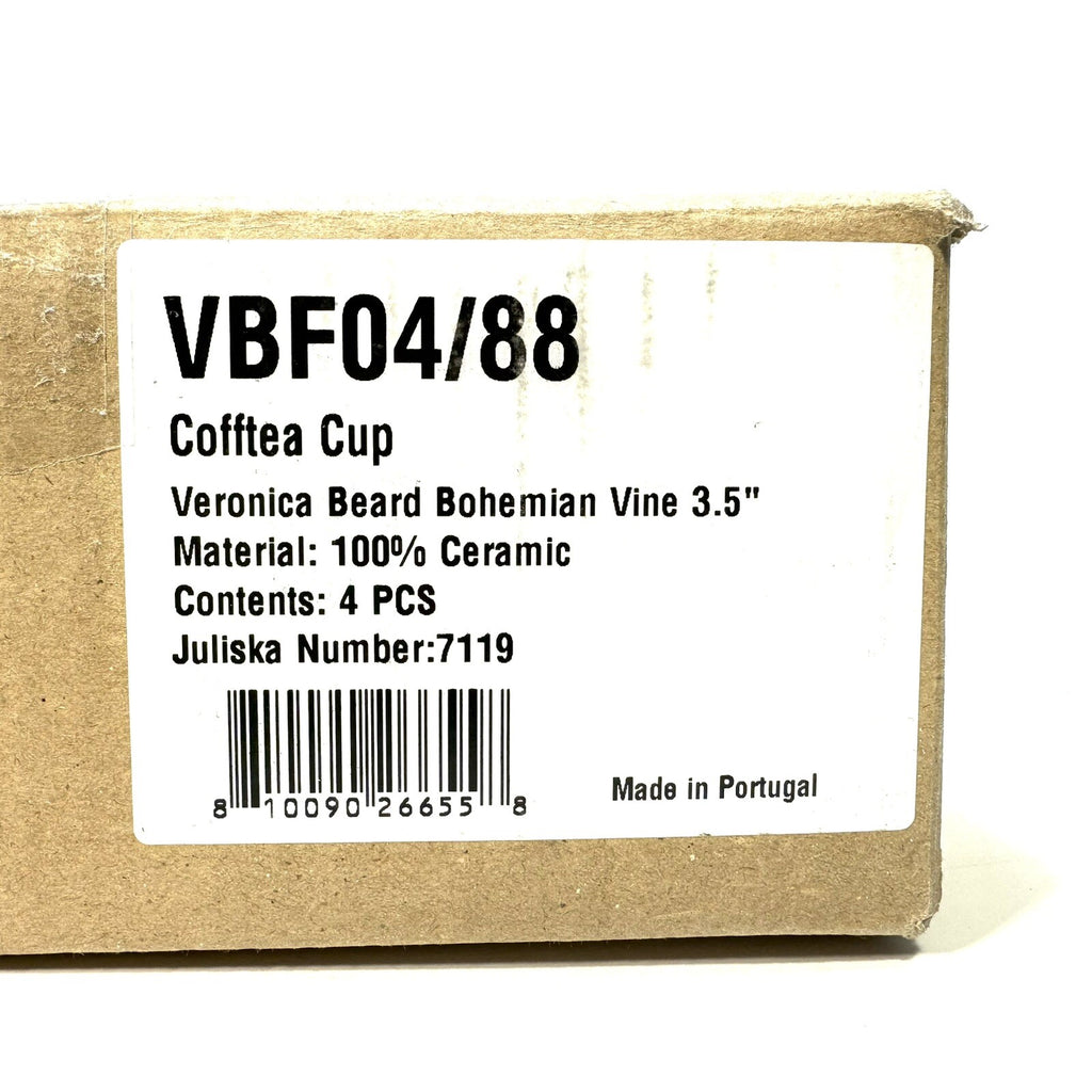 JULISKA Veronica Beard Bohemian Vine Coffee Tea Cup Set for 4 (MSRP $176)