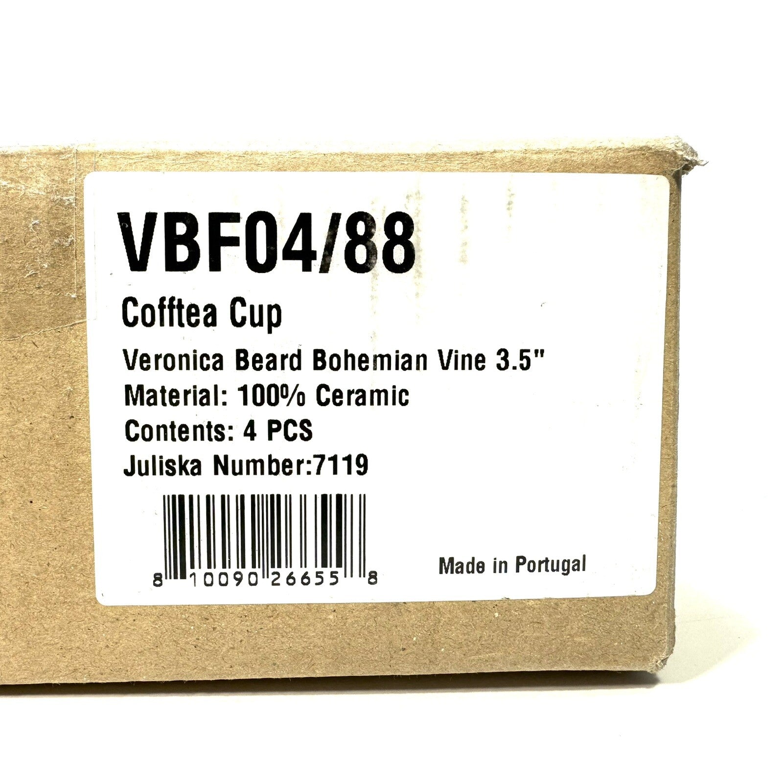 JULISKA Veronica Beard Bohemian Vine Coffee Tea Cup Set for 4 (MSRP $176)
