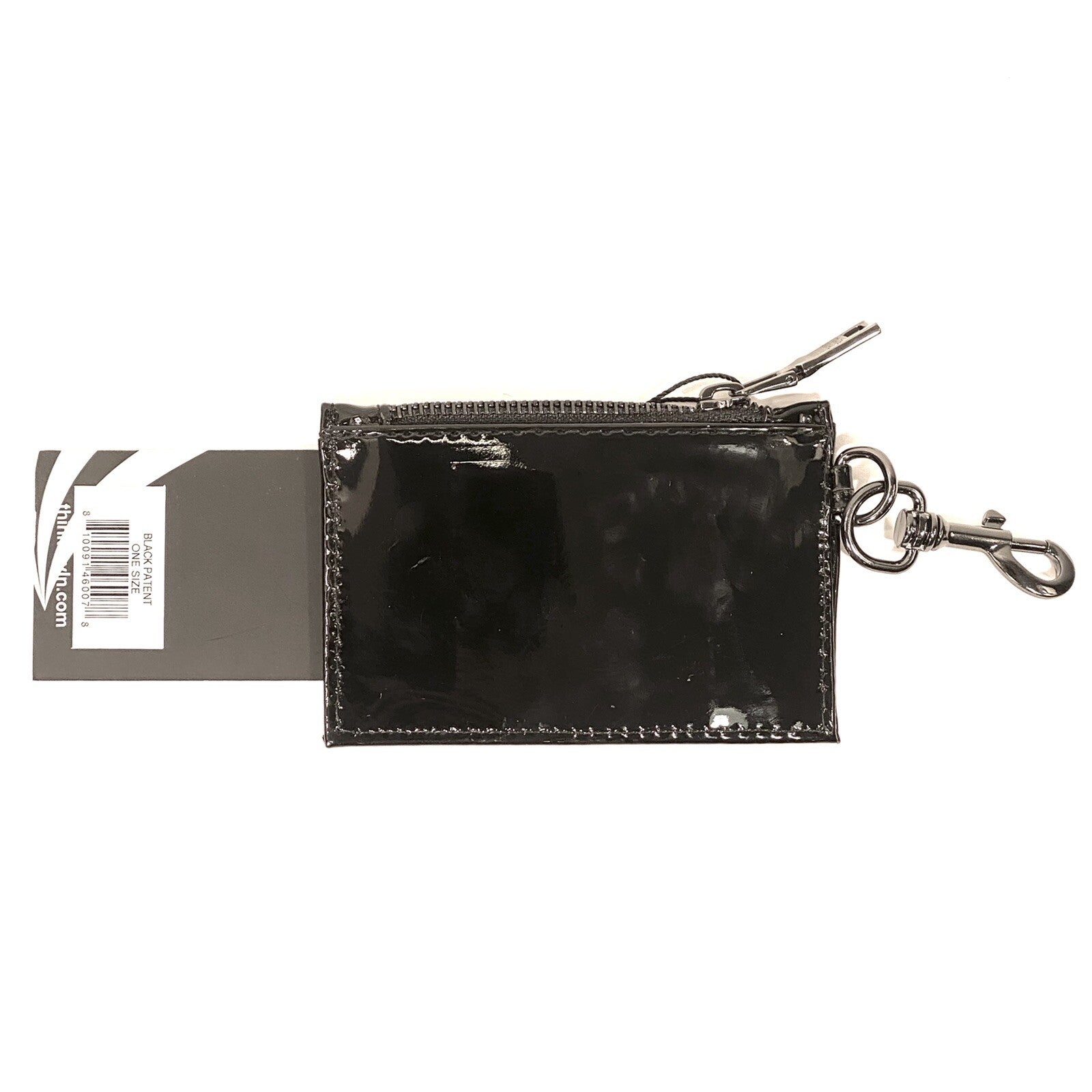 THINK ROYLN Everyday Vegan Patent Leather Zip Card Case Wallet Black (MSRP $58)