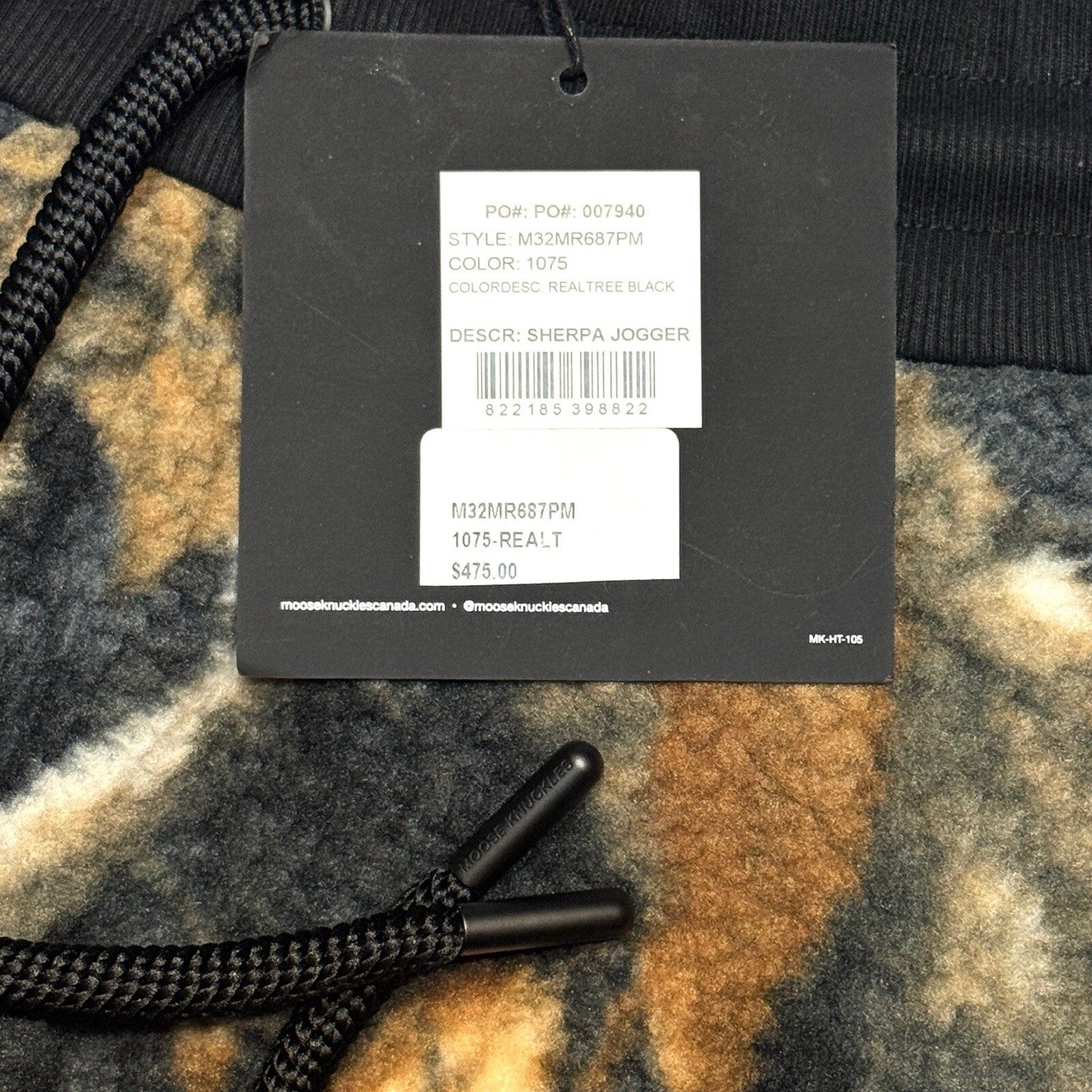 MOOSE KNUCKLES x Post Malone Mens Realtree Sherpa Jogger Pants Black (MSRP $475)