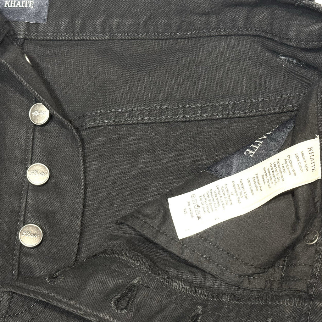 KHAITE Womens Corben High Rise Straight Leg Denim Jeans Bartlett Black MSRP $540