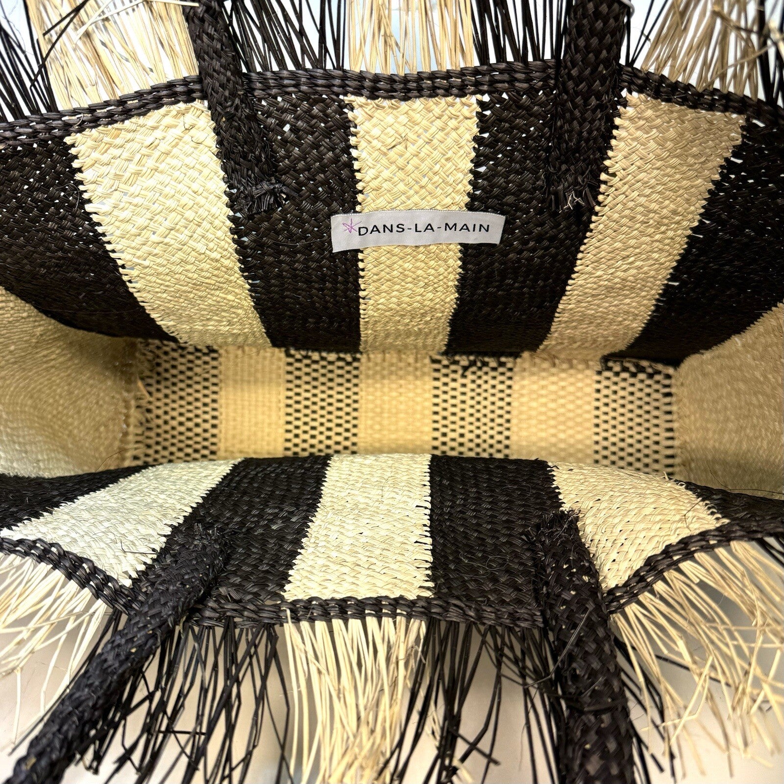 VERONICA BEARD x Dans La Main Stripe Natural Woven Straw Tote Bag (MSRP $325)
