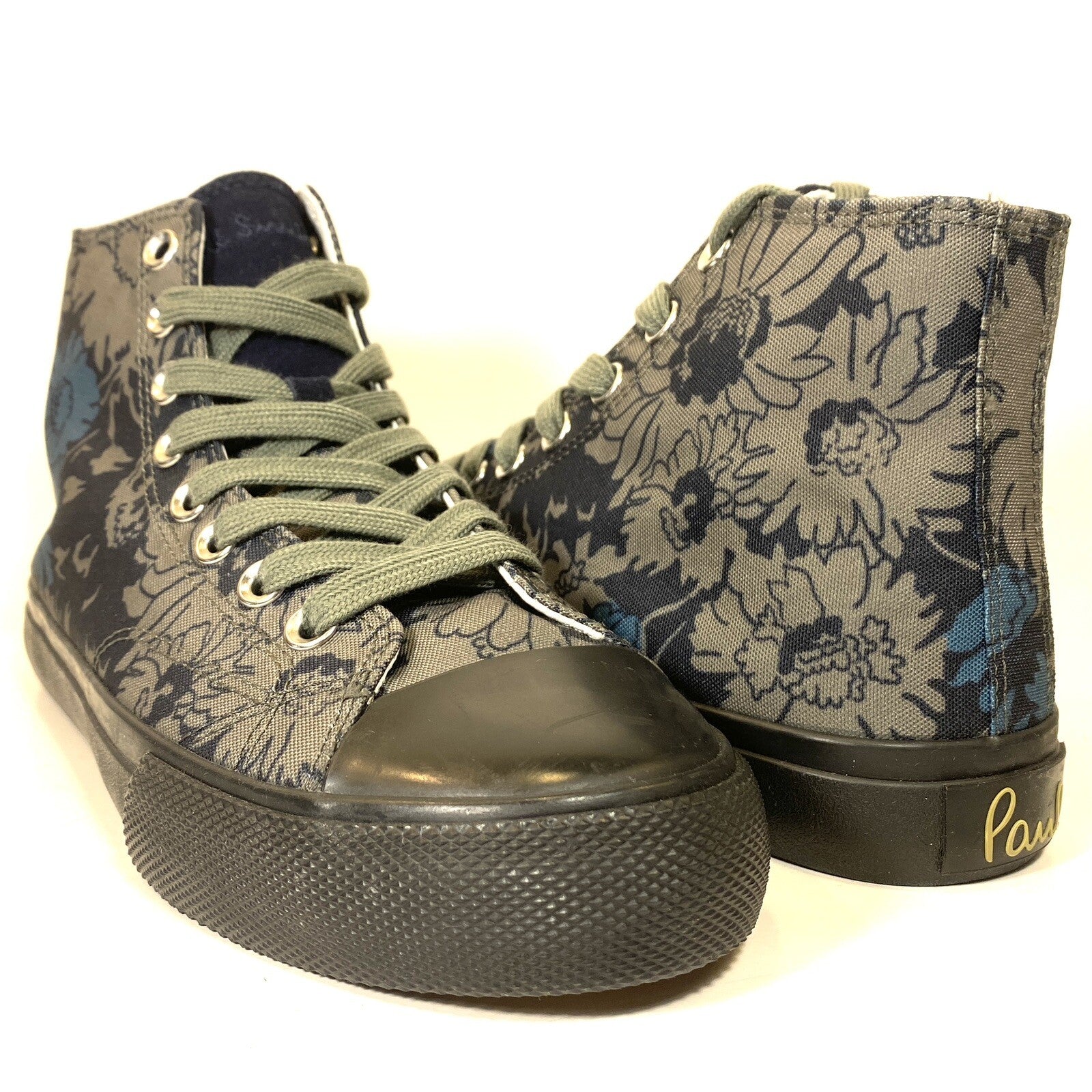 PAUL SMITH Mens Carver Floral Canvas High Top Sneakers Green 6 (MSRP $270)