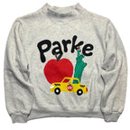 PARKE Womens Fleece NYC Taxi Cab Logo Mockneck Sweatshirt Heather Grey L/XL