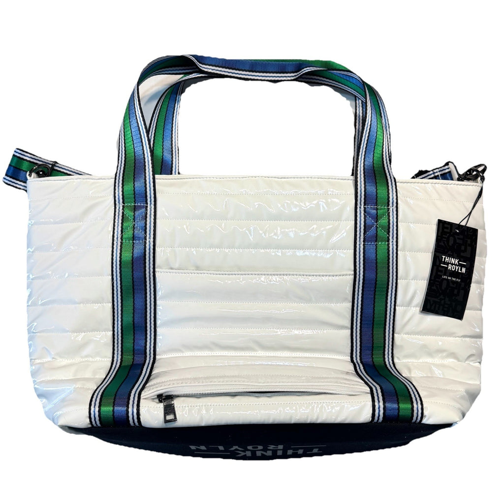 THINK ROYLN Ace Of The Court Pickleball Tennis Tote Bag Patent White (MSRP $228)