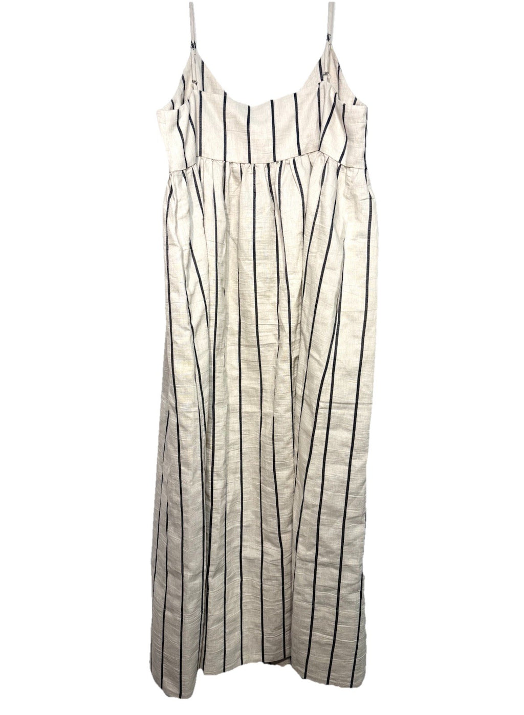 JENNI KAYNE Womens Cove Linen Navy Stripe Dress Beige (MSRP $495)
