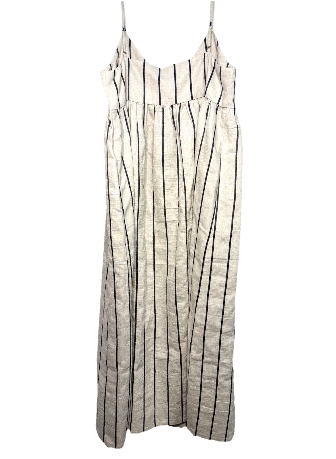 JENNI KAYNE Womens Cove Linen Navy Stripe Dress Beige (MSRP $495)