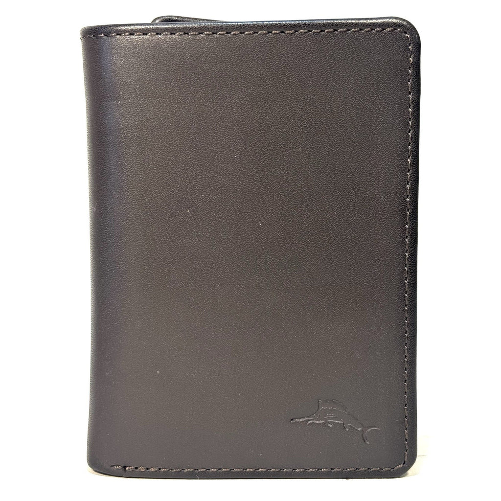 TOMMY BAHAMA Mens Logo Embossed Trifold Leather Wallet Brown (MSRP $80)