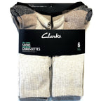 CLARKS Mens Half Cushion Crew Socks Khaki Brown 6 Pairs (MSRP $25)