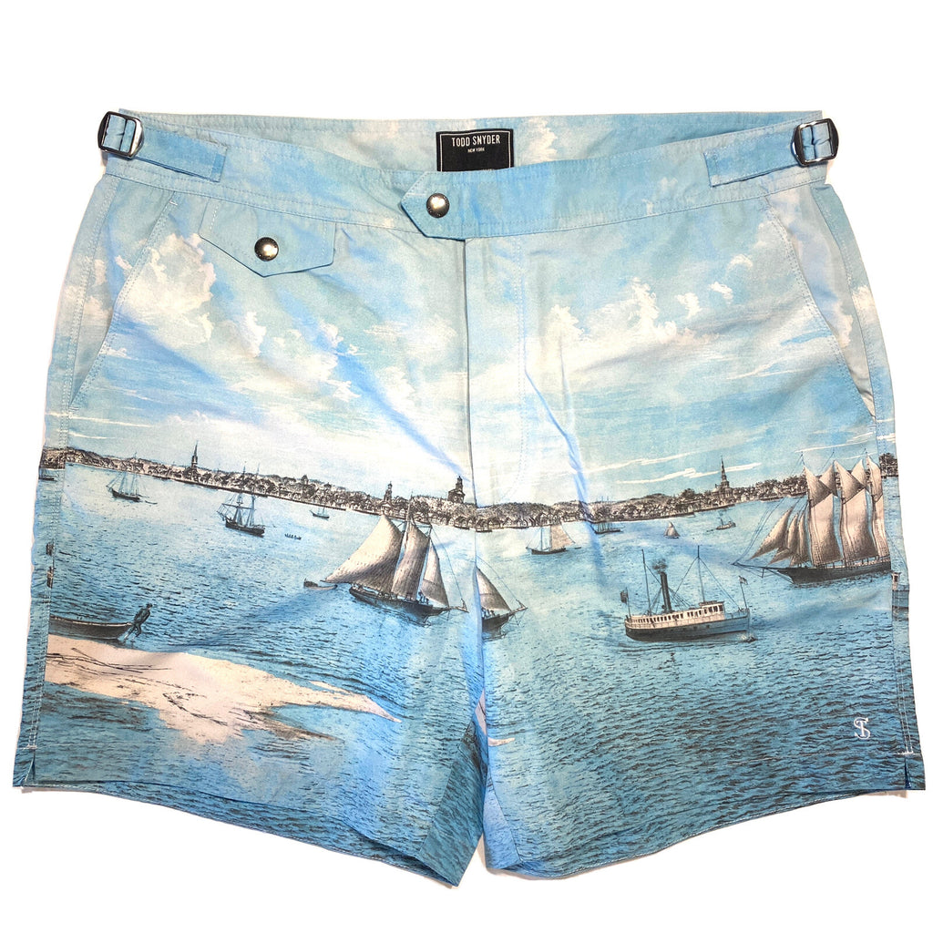 TODD SNYDER x John Derian Harbor Print Tailored Swim Shorts Trunks (MSRP $248)