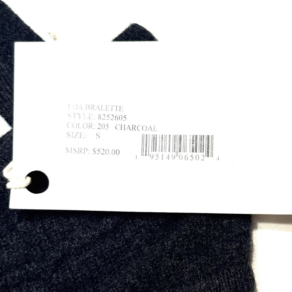 KHAITE Womens Eda Cashmere Knit Bralette Top Charcoal Grey S (MSRP $520)