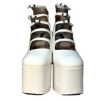 MARC JACOBS The Kiki Ankle Platform Croc Embossed Boots White (MSRP $550)